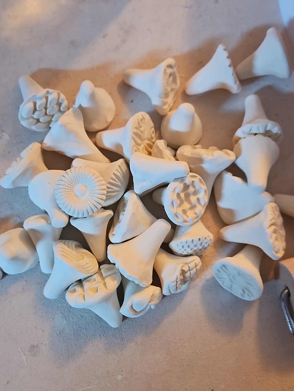 White Ceramic Flower Clay Stamp Set - Assorted Texture Heads